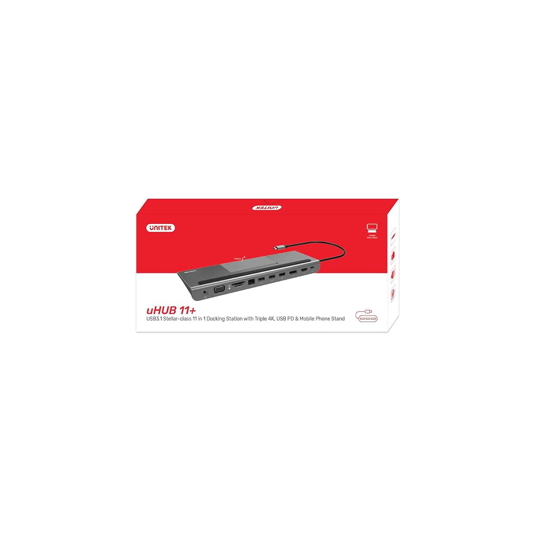 موزع إيثرنت 11 في 1 من Unitek D1022A uHUB 11+ USB-C مع شاشة MST ثلاثية، وتوصيل طاقة 100 وات وقارئ بطاقات مزدوج موزع إيثرنت 11 في 1 من Unitek D1022A uHUB 11+ USB-C مع شاشة MST ثلاثية، وتوصيل طاقة 100 وات وقارئ بطاقات مزدوج